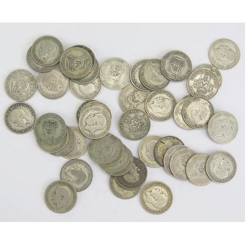 283 - A Collection of 1920-1946 Silver Shillings, 262g