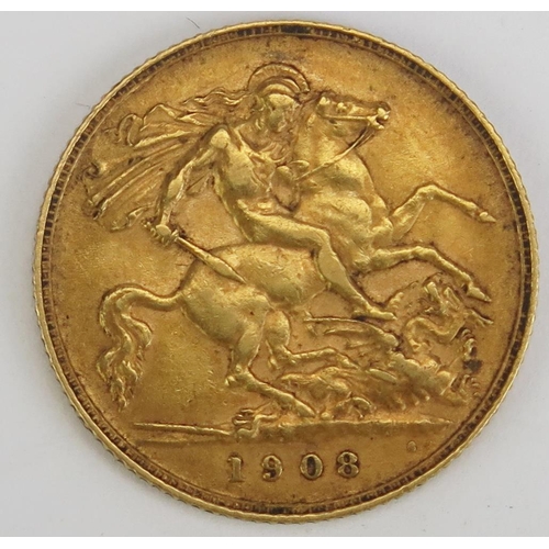 288 - An Edward VII Gold Half Sovereign 1908