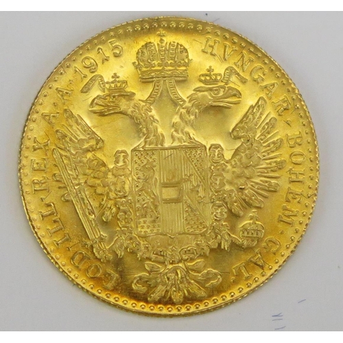 290 - An Austrian Gold One Ducat 1915 (restrike proof)