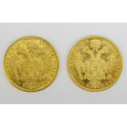 291 - A Pair of Austrian Gold One Ducat 1915 (restrike proof)