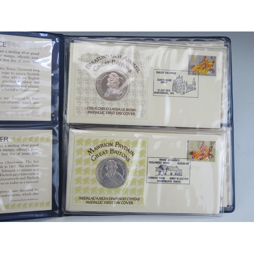 58 - Great Britons Medallic First Day Covers _ a set of four silver stamp covers by John Pinches