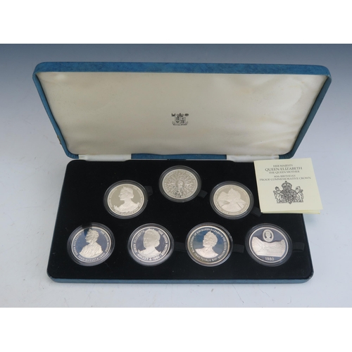 66 - A Royal Mint HM Queen Elizabeth The Queen Mother 80th Birthday Silver Proof Commemorative Crown Seve... 