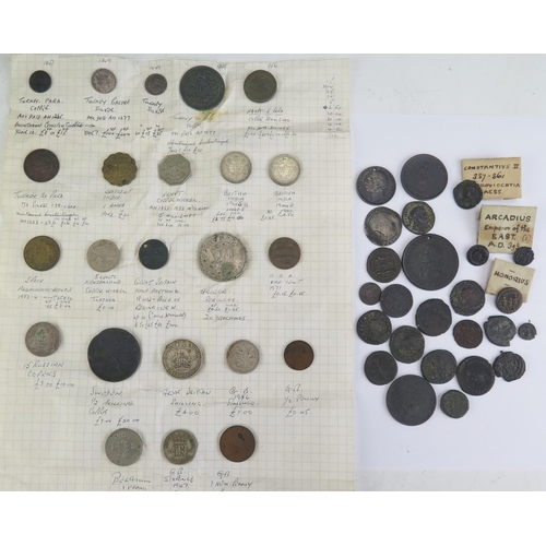 9 - Mixed coins including Roman hammered and modern including Wellington Cossack penny