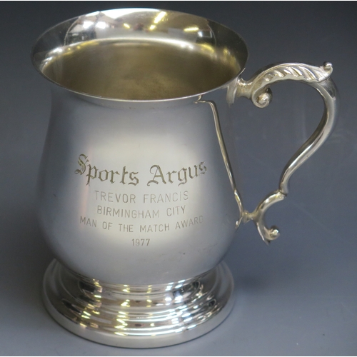 12 - A Sports Argus E.P.N.S. presentation mug, to Trevor Francis, Birmingham City, Man of The Match Award... 