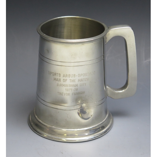 13 - A Sports Argus Sportsco pewter presentation mug, inscribed “Man of The Match” Birmingham City 1977-7... 