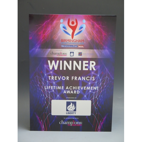 20 - A Birmingham Sports Awards 2018. Winner Trevor Francis Lifetime Achievement  Award, a rectangular Pe... 