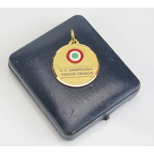 26 - An 18ct gold and enamel Coppa Italia 1984-85 winners Medal, with enamelled centre inscribed COPPA IT... 