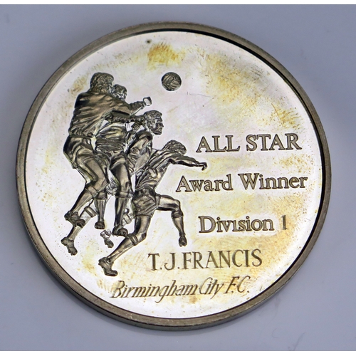 3 - A Professional Footballers Association All Star Award Winner silver medallion, Division One to T. J.... 