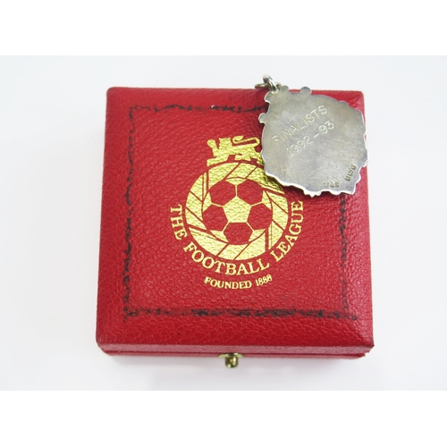 33 - A Football League (Coca-Cola) Cup, Finalists Medal 1992-93 in silver and enamel. Inscribed to the re... 