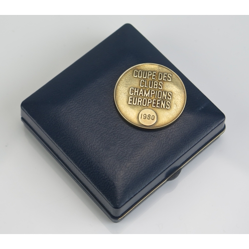 44 - A UEFA European Cup winner’s medal season 1979-80 in continental yellow metal, inscribed UEFA, COUP ... 