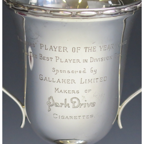 5 - A silver twin-handled presentation cup, inscribed “Managers’ Player of The Year Award” for The Best ... 