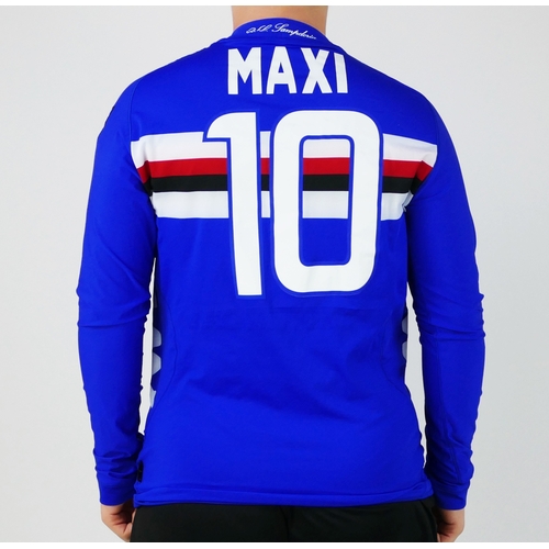 55 - A Sampdoria Football Club 2013-14 home shirt bears No. 10 to the back for Maxi Lopez. He formed part... 