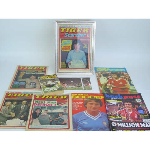 74 - A Tiger and Scorcher comic 19th April 1975 issue celebrating Trevor Francis’s 21st birthday, 28.5 x ... 