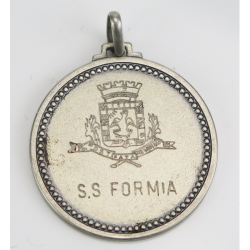 77 - A silver medallion inscribed S.S,Formia 25-4-1985, the reverse inscribed S.S.Formia under a coat of ... 