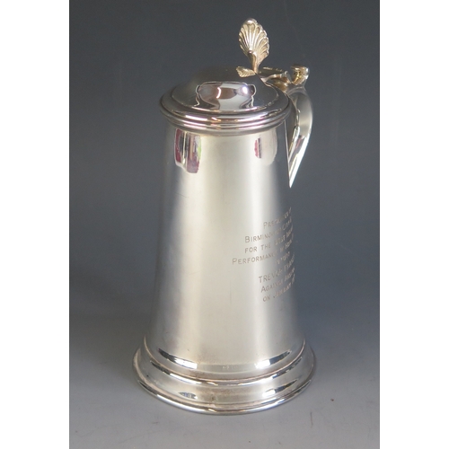 8 - An E.P.N.S. presentation lidded tankard, inscribed “Presented by Birmingham City ‘D’ Club for The Be... 