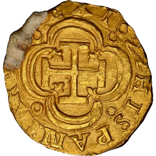 124 - A Philip III Posthumous Gold Cob 2 Escudos 1622 SF. . 
Commonly hailed as the first gold coin of the... 