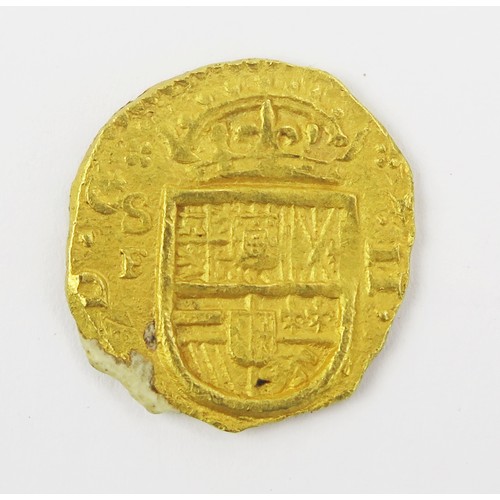 124 - A Philip III Posthumous Gold Cob 2 Escudos 1622 SF. . 
Commonly hailed as the first gold coin of the... 