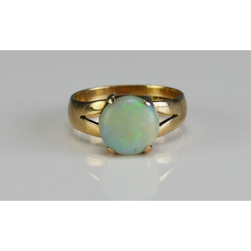 12 - A 9ct Gold and Opal Ring, 9.1mm stone, size J, hallmarked, 3g