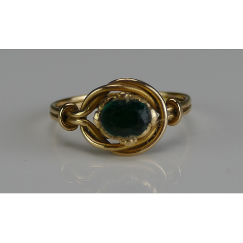 15 - An Antique Emerald Ring in a precious yellow metal setting, c. 6x4.85mm stone, size L.5, KEE tests a... 