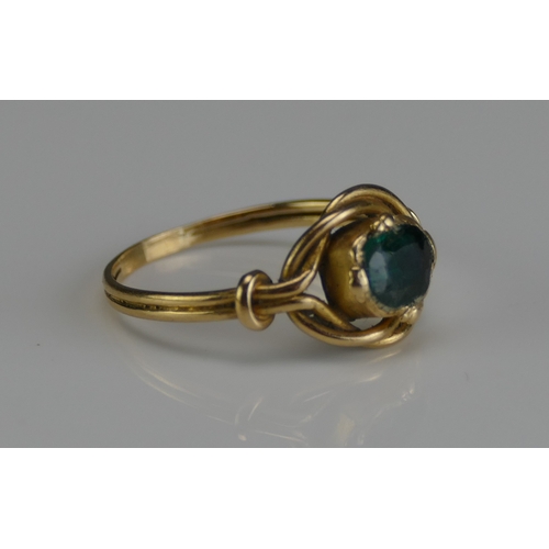 15 - An Antique Emerald Ring in a precious yellow metal setting, c. 6x4.85mm stone, size L.5, KEE tests a... 