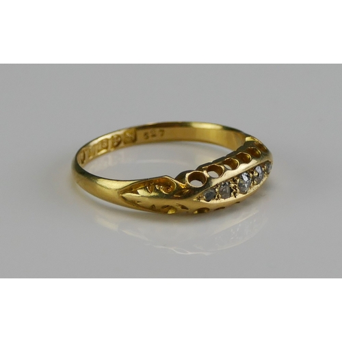 151 - An Antique 18ct Gold and Diamond Five Stone Ring, size O.25, Chester 1911, 2.95g