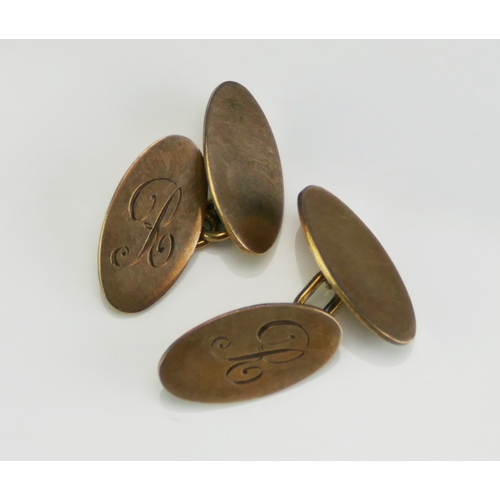 161 - A Pair of 9ct Gold Cufflinks engraved with 