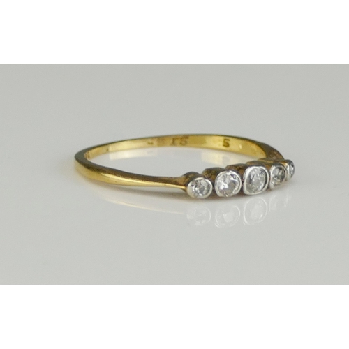 198 - An 18ct Gold and Diamond Five Stone Ring, size O, indistinct marks, 1.87g