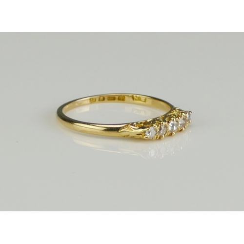 203 - An Antique 18ct Gold and Diamond Five Stone Ring, c. 2.4mm principal stone, size O, London 1916, 2.1... 