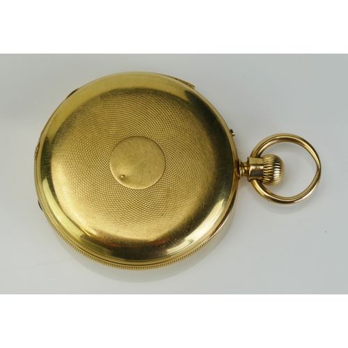 209 - A Victorian 18ct Gold Keyless Half Hunter Striking Pocket Watch with repeat. The 49.5mm case with en... 