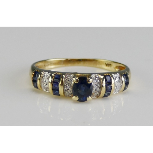 36 - A 14K Gold, Sapphire and Diamond Ring, size M, CCM mark, 2.53g