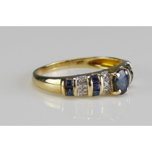 36 - A 14K Gold, Sapphire and Diamond Ring, size M, CCM mark, 2.53g