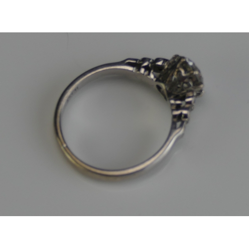 45 - An 18ct White Gold and Diamond Single Stone Ring with three millegrain set to each shoulder, 6.4mm p... 