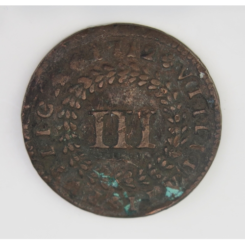 468 - A Portugal 3 Reis Copper Coin