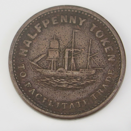 472 - A South African Marsh & Sons Importers Cape Town Half Penny Token (1870-1874 _ 500 minted)