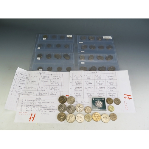 491 - A collection of 50 pence pieces and assorted commemorative crowns.