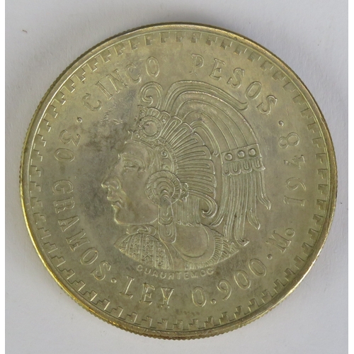 497 - A Mexican 5 peso coin 1948, 30gms.