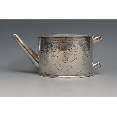 506 - A Victorian silver teapot, maker Daniel & Charles Houle, London, 1872, initialled, of oval outline w... 