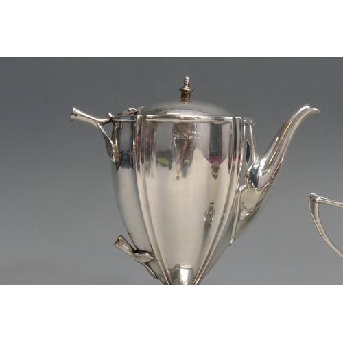 508 - An Edward VII silver three-piece bachelors coffee service, maker James Deakin & Sons, Chester, 1904,... 