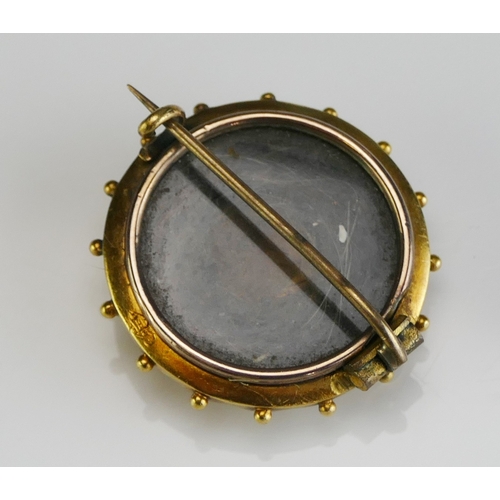 63 - A Victorian Precious Yellow Metal and Rose Cut Diamond Locket Back Brooch with lock of hair, 25.7mm ... 