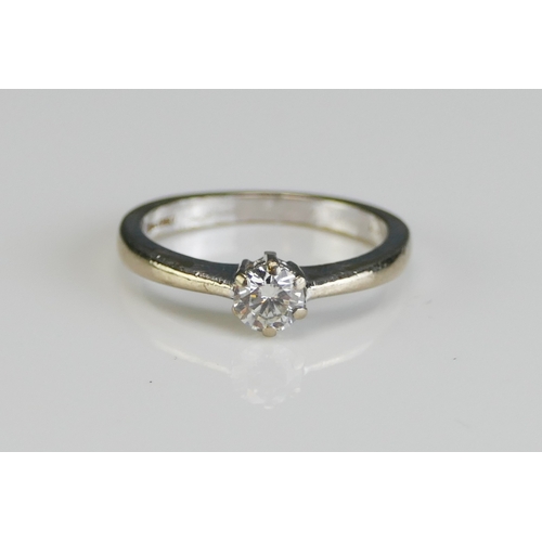 66 - An 18ct White Gold and Diamond Solitaire Ring, c. 4.43mm brilliant round cut, size J.5, CCM mark, 3.... 