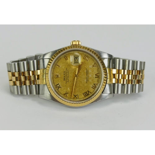 73 - A ROLEX Gent's Bimetal Oyster DATEJUST Wristwatch, Ref: 16233, case no. R635846, caliber 3135, movem... 