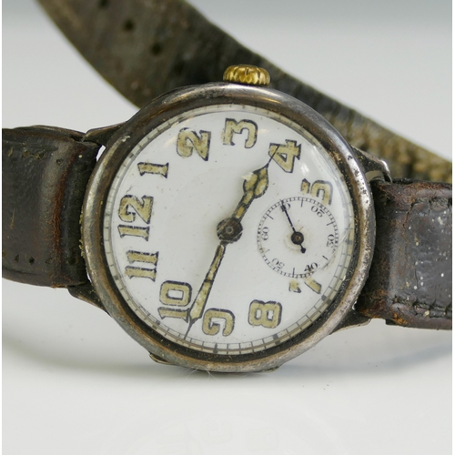 80 - A CYMA 7J Gent's Silver Cased Tank Wristwatch, Glasgow 1928 import marks. Winds and runs