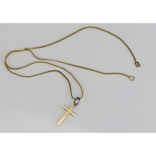 9 - A 9ct Gold Chain with Cross Pendant, hallmarked 40cm (15.75