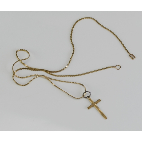 9 - A 9ct Gold Chain with Cross Pendant, hallmarked 40cm (15.75