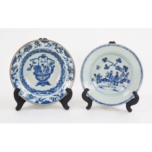 1725 - A Chinese blue and white dish decorated with figures in a garden landscape, 16.5cm diameter. togethe... 