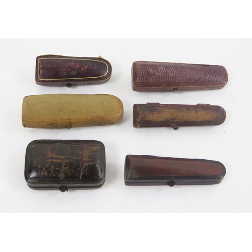 1744 - Two 9ct Gold Mounted Cheroot Holders, One silver Mounted and 3 others in Morocco leather cheroot hol... 