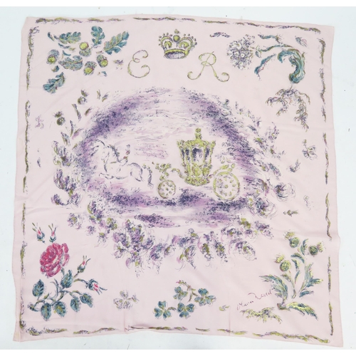 1770A - Oliver Messel, an Elizabeth II Coronation printed silk scarf,