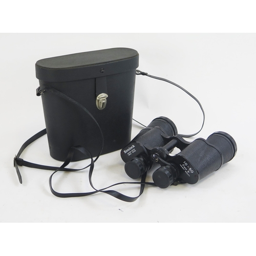 1786 - A pair of Kenlock 10x 50 binoculars, contained in a carrying case, together with a pair or field gla... 