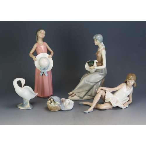 1793 - 3 Lladro Pieces with Nao reclined girl and Casades seated lady