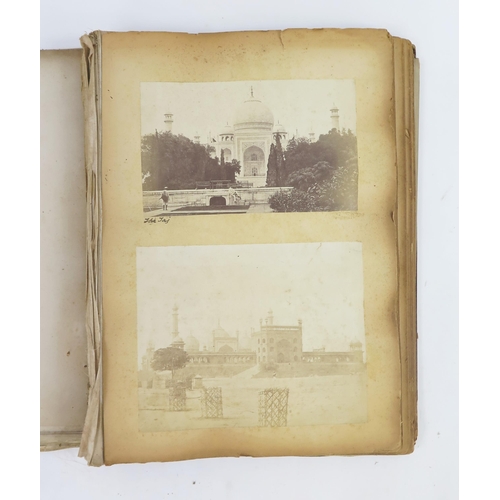 1802 - An album of albumen prints and photographs, views include Taj Mahal, The Cashmere Gate, The Pyramids... 